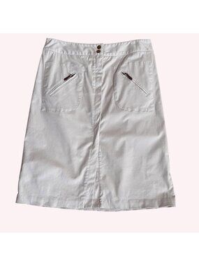 CHRISTOPHER & BANKS Cream Utility Cargo Pocket Zip Front Pencil Skirt 12 Preppy